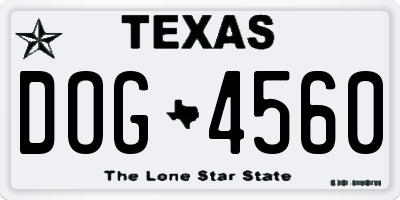 TX license plate DOG4560