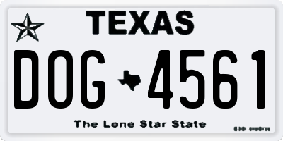 TX license plate DOG4561