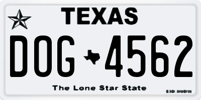TX license plate DOG4562