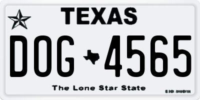 TX license plate DOG4565