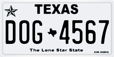 TX license plate DOG4567