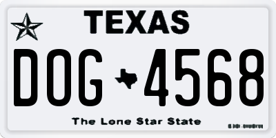 TX license plate DOG4568
