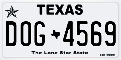 TX license plate DOG4569