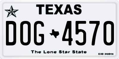 TX license plate DOG4570