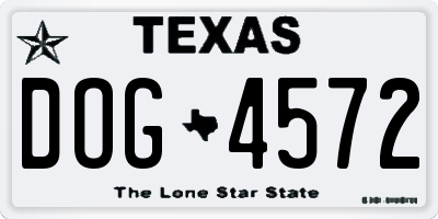 TX license plate DOG4572