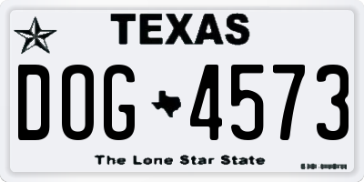 TX license plate DOG4573