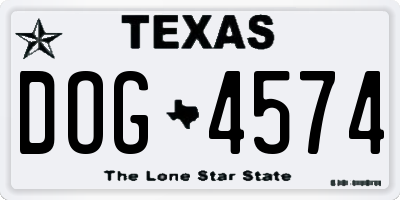 TX license plate DOG4574