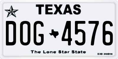 TX license plate DOG4576