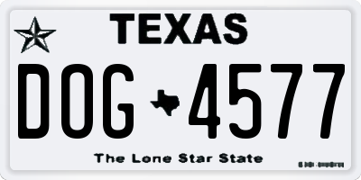 TX license plate DOG4577