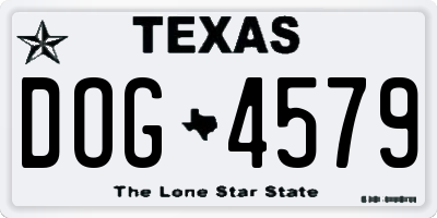 TX license plate DOG4579