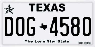 TX license plate DOG4580