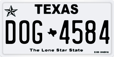TX license plate DOG4584
