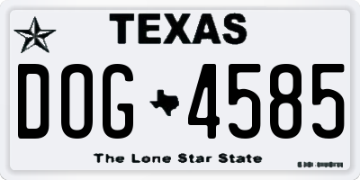 TX license plate DOG4585