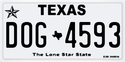 TX license plate DOG4593