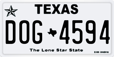 TX license plate DOG4594