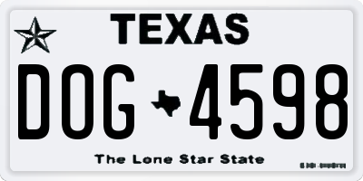 TX license plate DOG4598