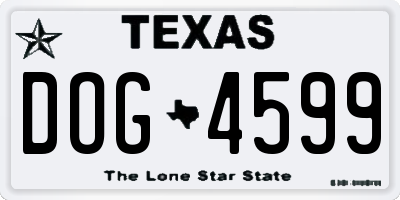TX license plate DOG4599