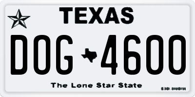 TX license plate DOG4600