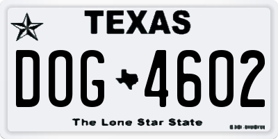 TX license plate DOG4602