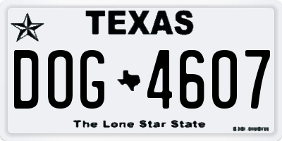 TX license plate DOG4607
