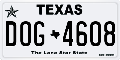 TX license plate DOG4608