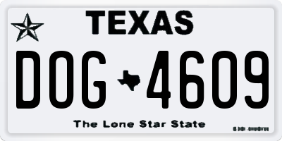 TX license plate DOG4609