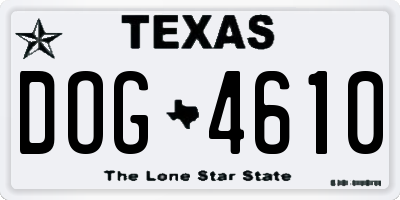 TX license plate DOG4610