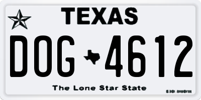 TX license plate DOG4612