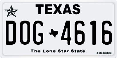 TX license plate DOG4616
