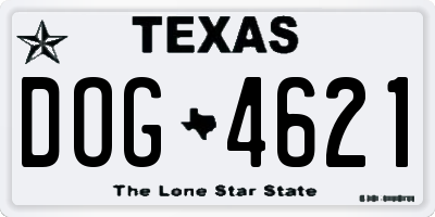 TX license plate DOG4621