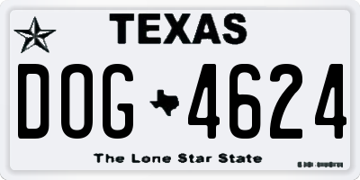 TX license plate DOG4624