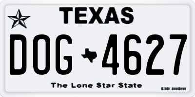 TX license plate DOG4627