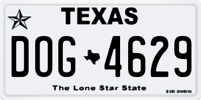TX license plate DOG4629