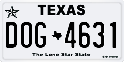 TX license plate DOG4631