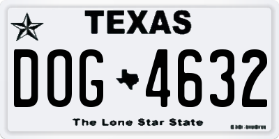 TX license plate DOG4632