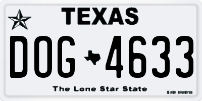TX license plate DOG4633