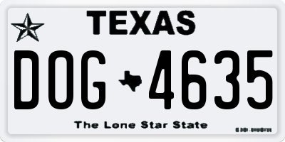 TX license plate DOG4635