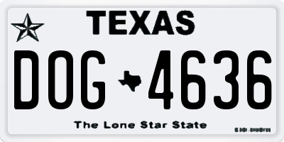 TX license plate DOG4636