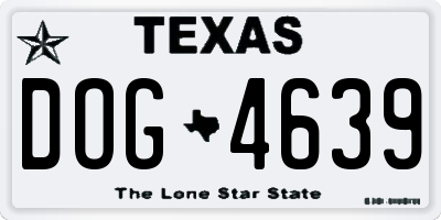 TX license plate DOG4639