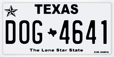 TX license plate DOG4641