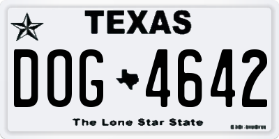 TX license plate DOG4642