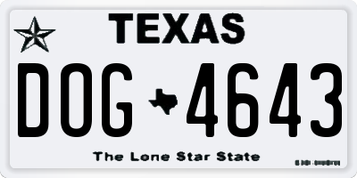 TX license plate DOG4643