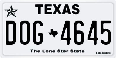 TX license plate DOG4645