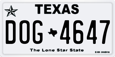 TX license plate DOG4647