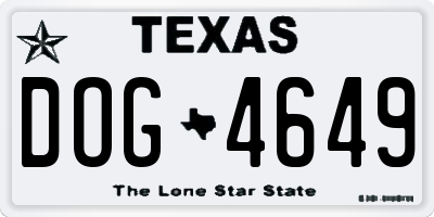 TX license plate DOG4649