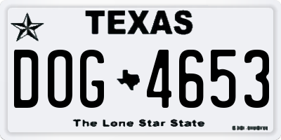 TX license plate DOG4653