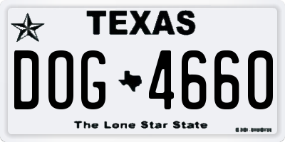 TX license plate DOG4660