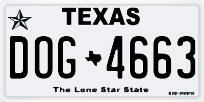 TX license plate DOG4663