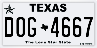 TX license plate DOG4667