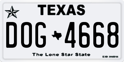 TX license plate DOG4668